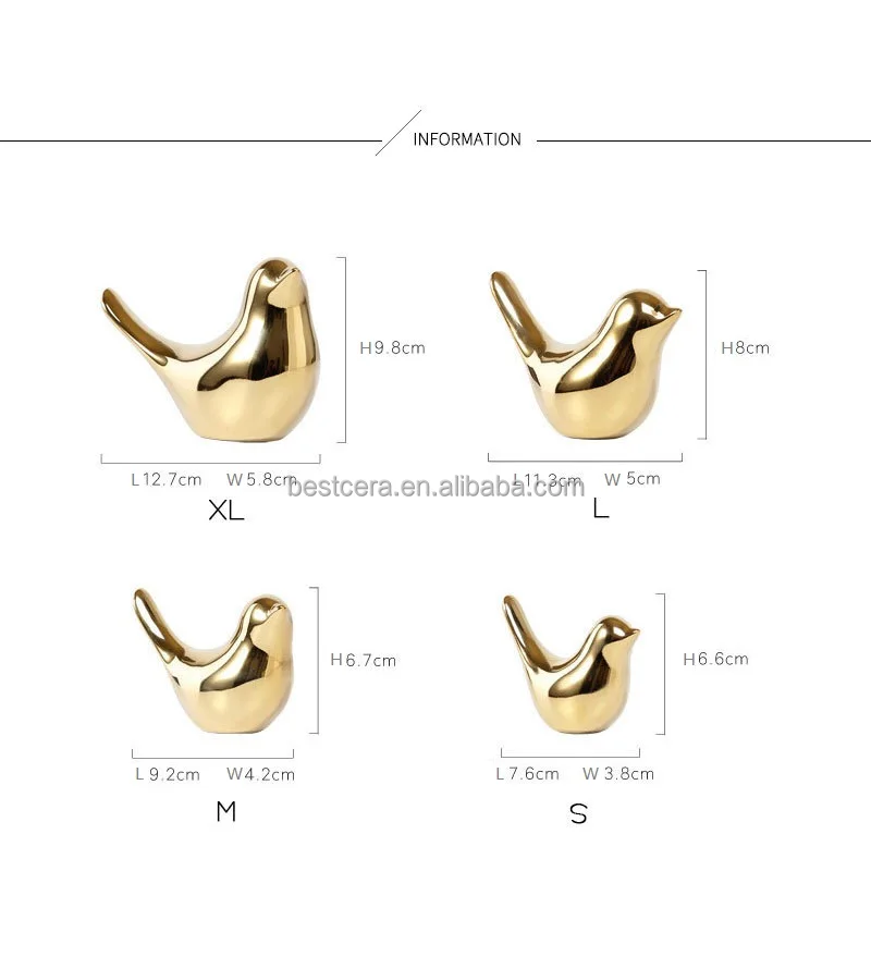 Nordic creative bookshelf ornaments ceramic golden bird statue home decoration living room decor pieces