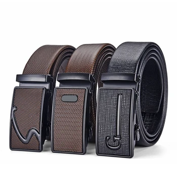 Custom new adjustable strong casual jeans automatic belt buckle fashion business men's gift black belt wholesale