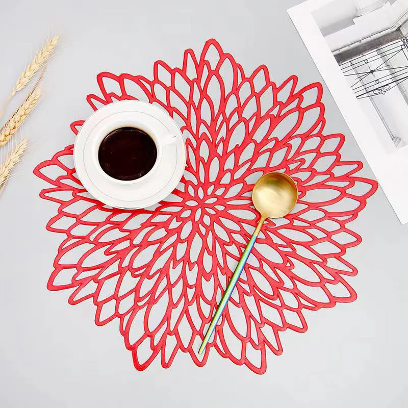 Starunk Pressed Vinyl Placemats Heat Resistant Pvc Hollow Flower