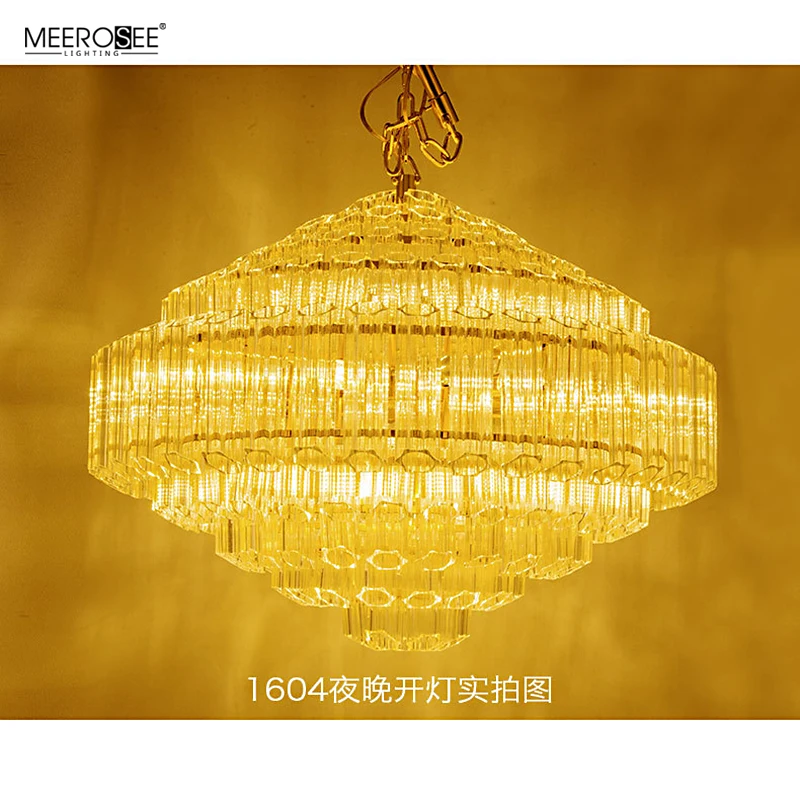 Meerosee Customized Crystal Chandelier Luxury Glass Pendant Lamp /Home Living Room Chandelier MD86788