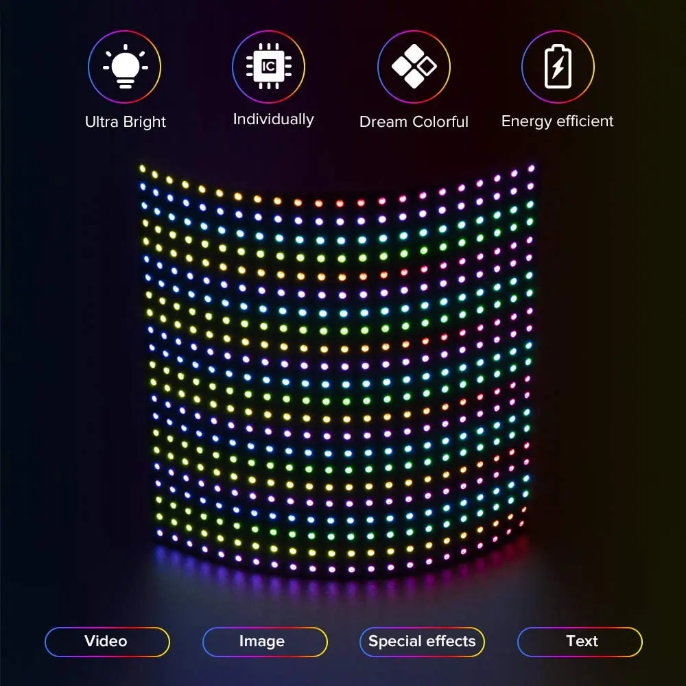 BTF LIHTING Rgb a Rduino 22*22 11*44 Flexible 2427 Ws2812b Led matrix