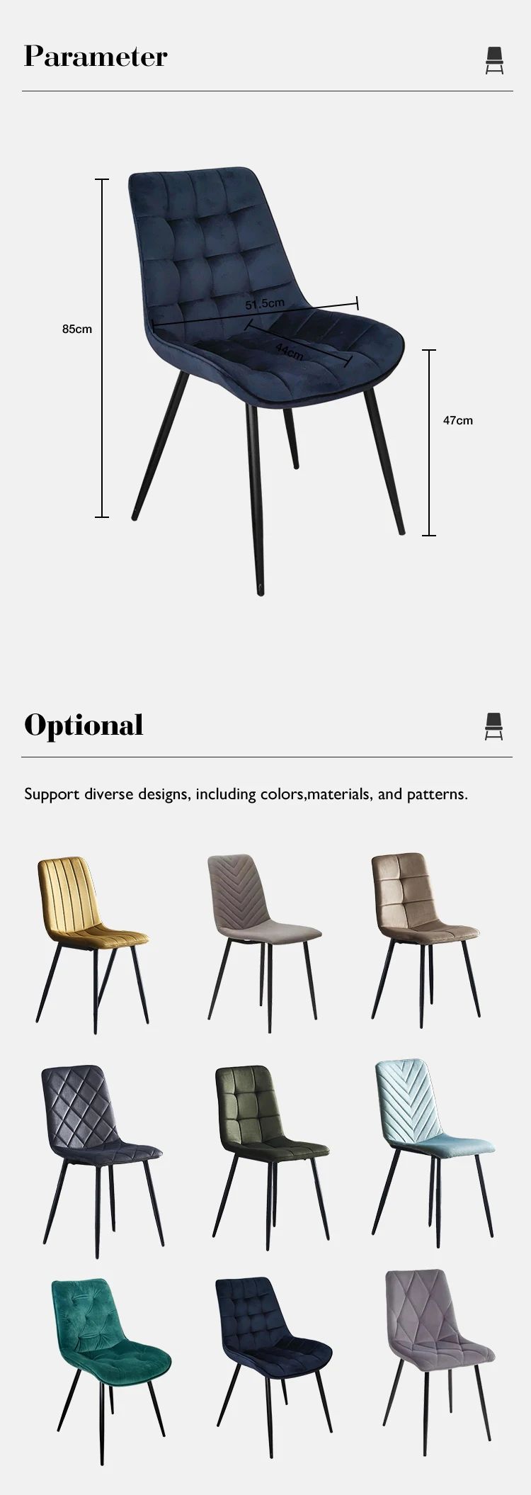 Dining Chair Restaurant Modern Luxury Nordic Green Blue