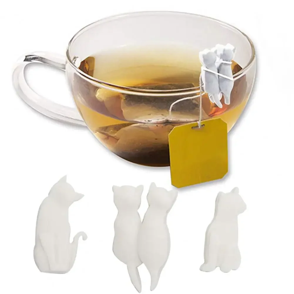 product silicone cat shaped drink markers food grade kitchen tea infuser eco friendly bpa free accessory with cute style-5