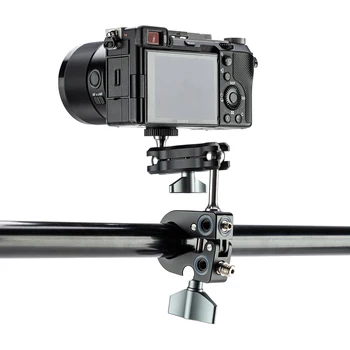 Universal C-clamp for Desktop Mount Holder Adjustable Pipe C-clamp Aluminum Dual Connector Desktop Mounting Clamp detail image