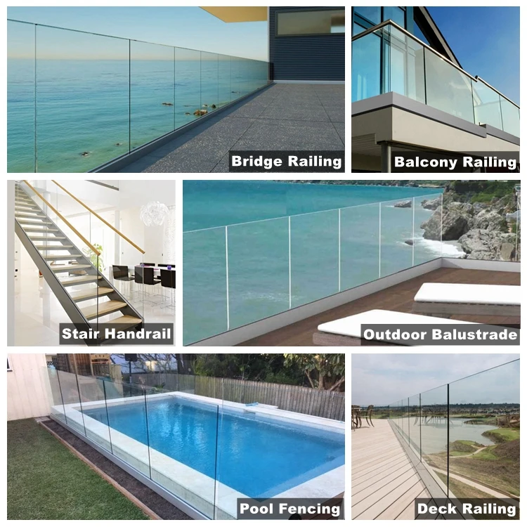 SmartArt Clear Laminated Aluminium U-Channel Glass Railing Floor ...