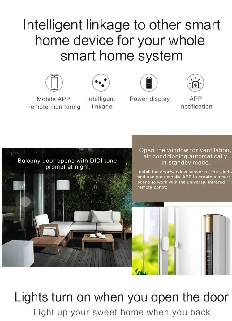 Zwave Door Window Sensor Smart Automatic Home Security Alarm System Door Or Window Detector