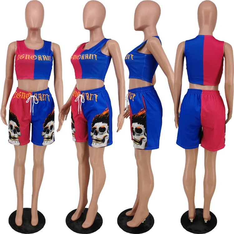 MOEN Contrast Color conjuntos de mujeres Woman Two Piece Short Pants Set 2021 New Arrivals Women 2 Piece Outfits