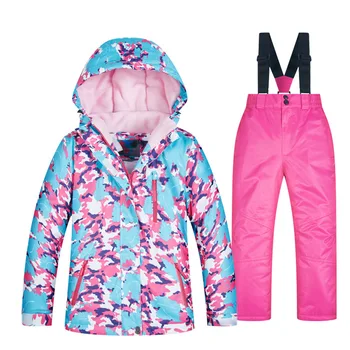 High Quality Two Pieces Girls Winter Snow Suit for Kids Boy Ski Jacket and Pants Set