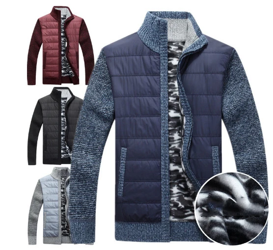 New Arrival Panel Jacket Men Patchwork Wool Cardigan Knitted Jackets Cassal Outfit Men's Fleece Sweater Coat_voghion.com