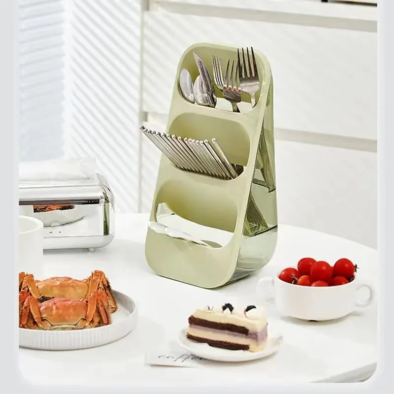 Kitchen Storage Tray Knife Block Holder Tableware Organizer Spoon Fork Separation Box Drawer Plastic Container Cabinet serving details