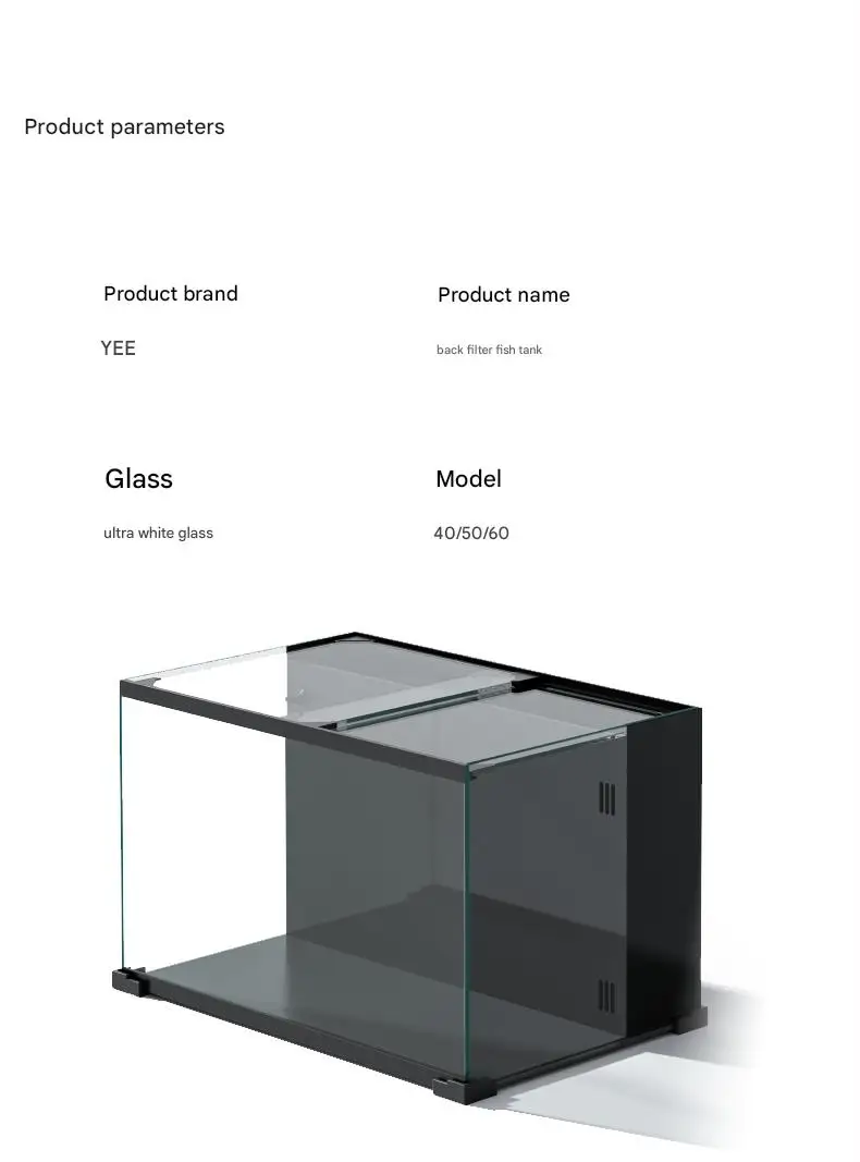 YEE Wholesale Custom Fish Tank Ultra White Glass Clear Desktop Ecological Aquarium Tank With Cover product detail 12