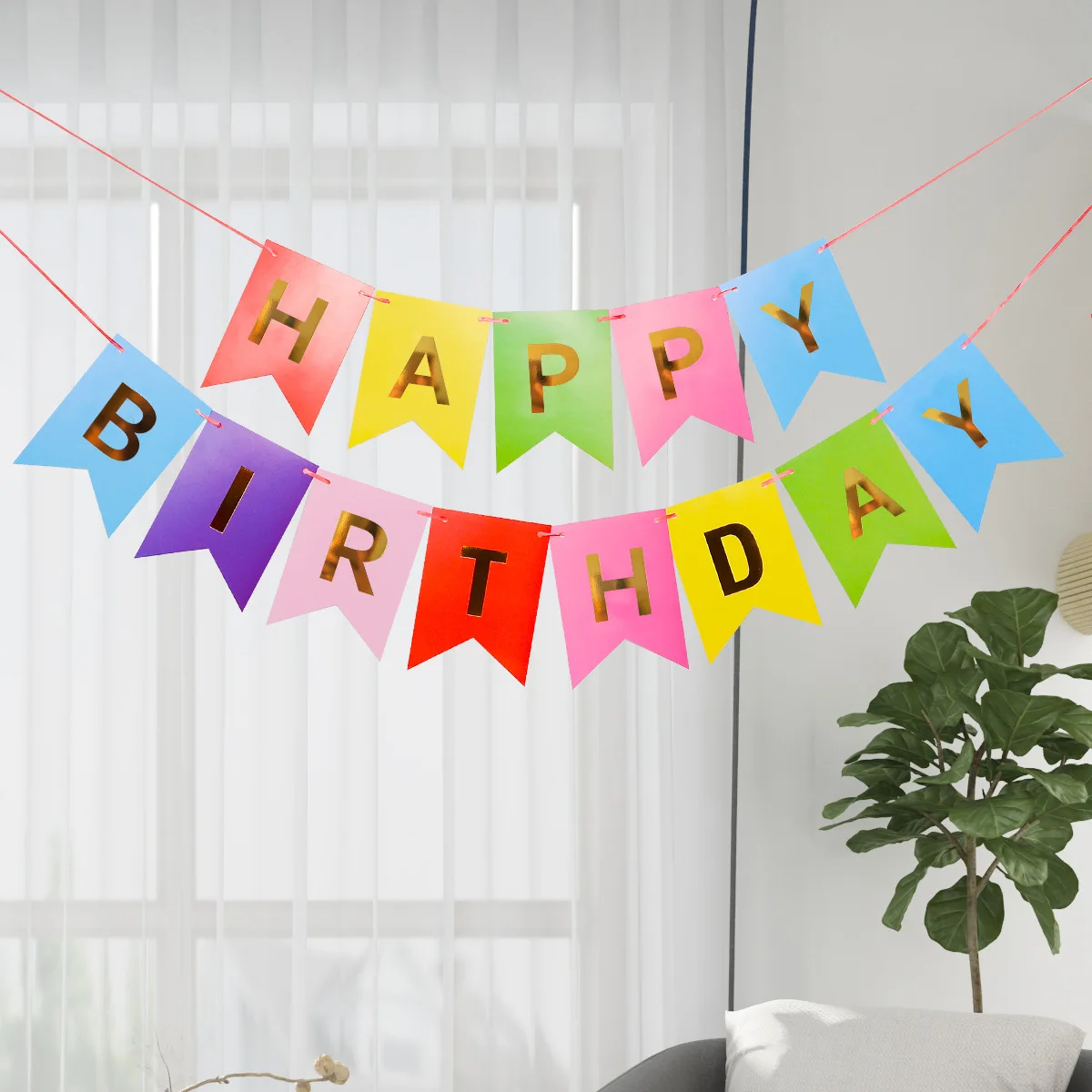 Set Decorazioni Compleanno Colorate: Striscione, Ventagli Di Carta, Pompon E Bandierine Per Feste Indimenticabili