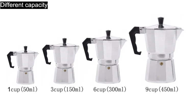 Wholesale Modern Italian Aluminum 1 Cup 2 Cups to 12 Cups Moka Pot Coffee  Maker Stove-Top Mokapot - China Pressure Cooker Handle and Casserole price