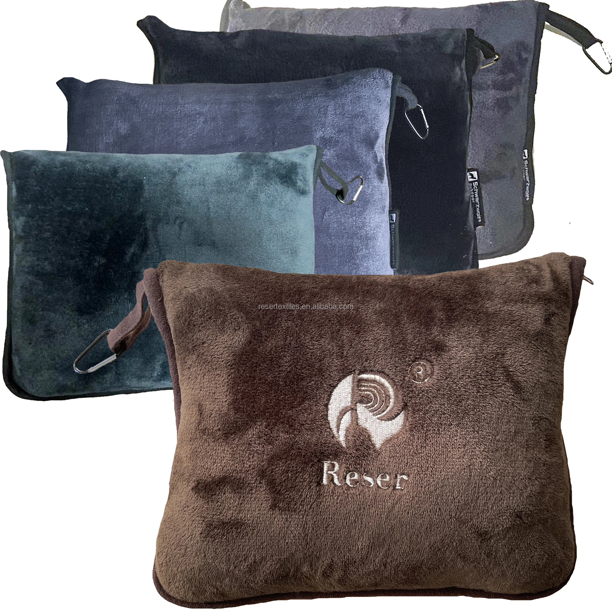 Travel Blanket Pillow Airplane Compact Packable 100% Polyester Eco-Friendly Four Seasons Flight Essentials Car Travelers Gifts