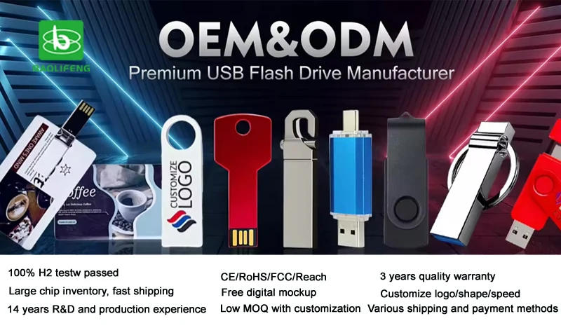 Custom Logo 64GB Metal Pendrive 2.0 Flash Drive