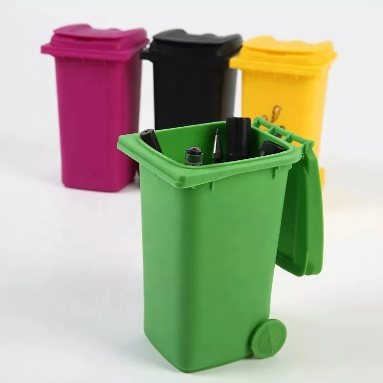 Plastic Mini Trash Can Pen Holder Desktop Mini Dustbin Storage Desk Organizer