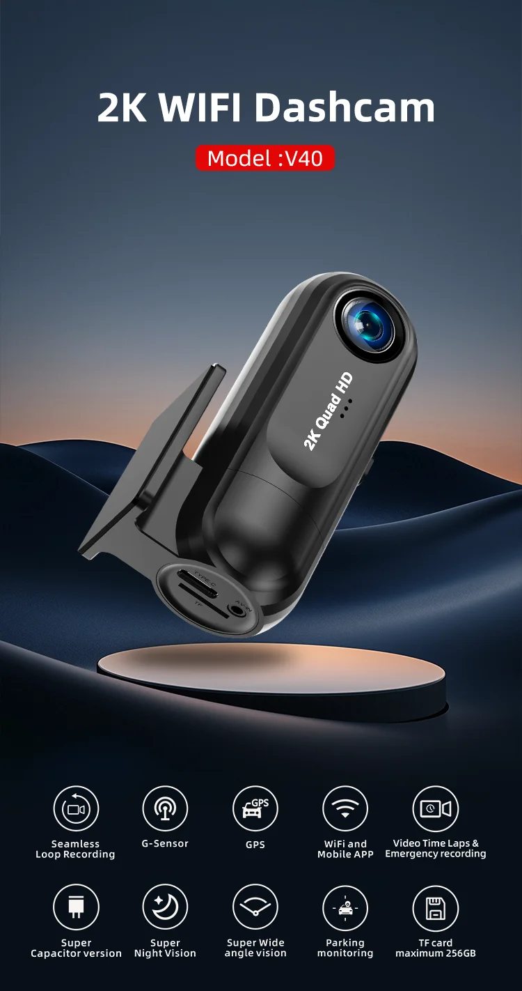 Mini Vehicle Camera Recorder 2K Dashcam ADAS System Dash Camera with GPS and Wifi Loop Recording Emergency Recording supplier