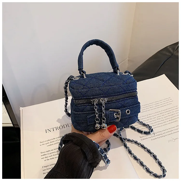 Spring and Summer Mini Mouth Red Envelope Hot Denim Chain Bag Fashion Ladies Bucket Bag