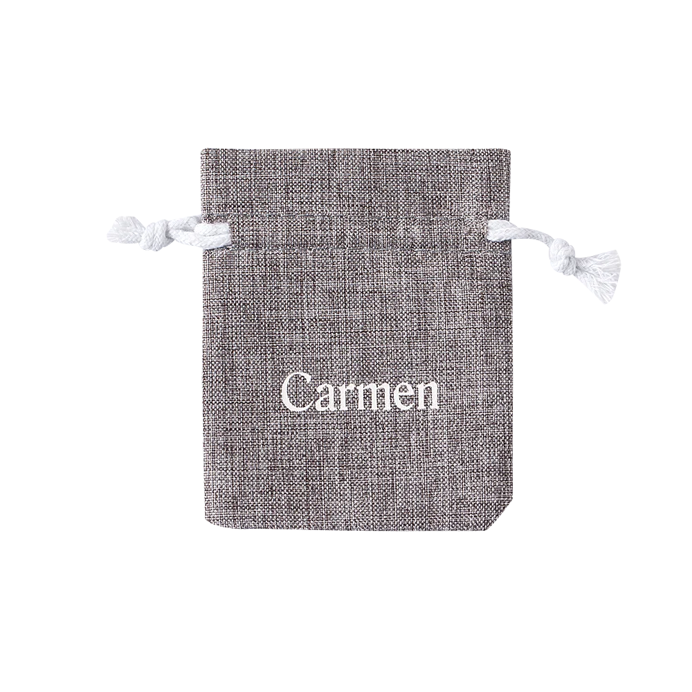 Eco-Friendly Recyclable Custom Logo Printed Jute Jewelry Bag Drawstring Gunny Sack Bag Jute Gift Candle Linen Pouch