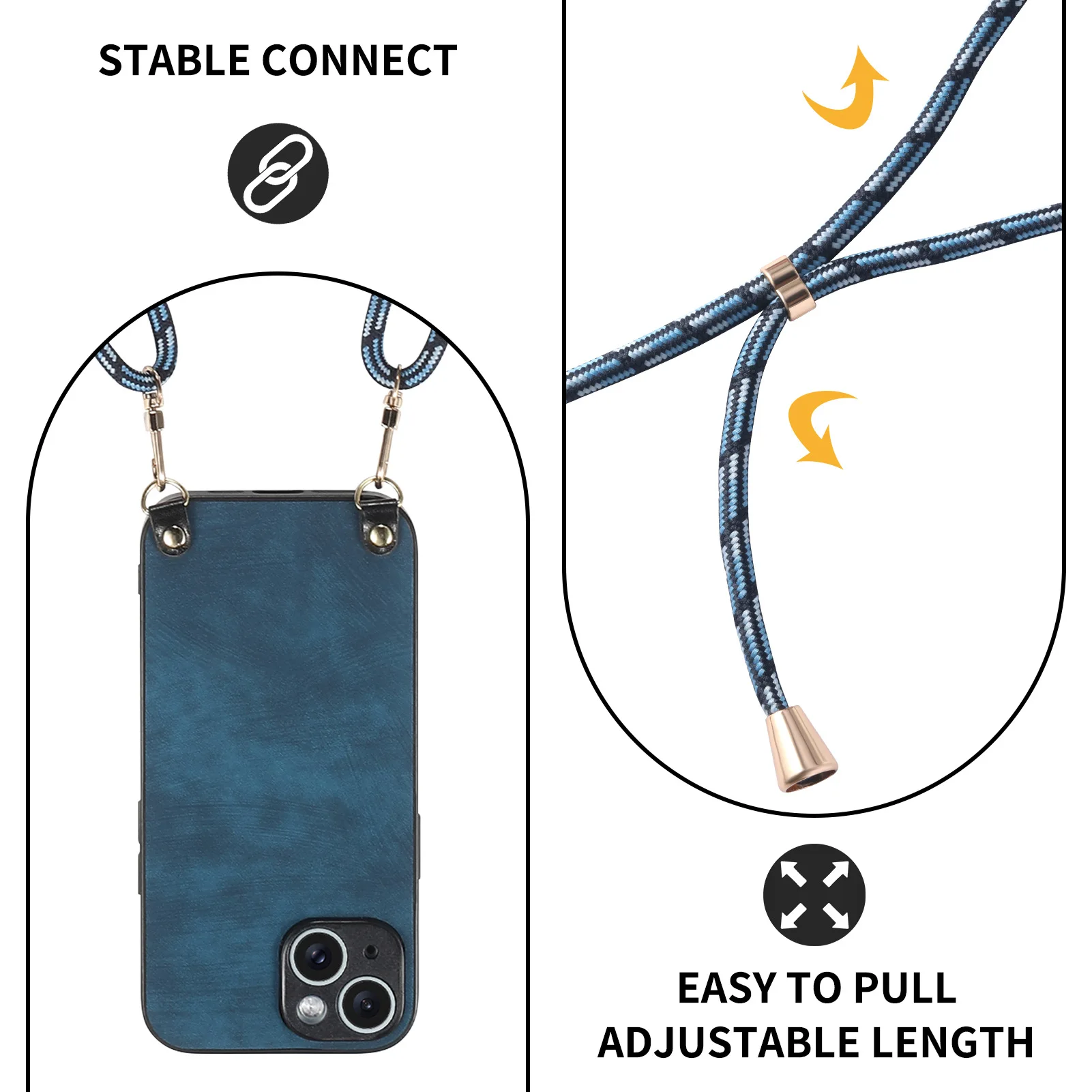 Shockproof Chain Crossbody Plain Leather Case With Wrist Strap And Lanyard For IPhone 17 AIR 16E 15 Pro Max_voghion.com