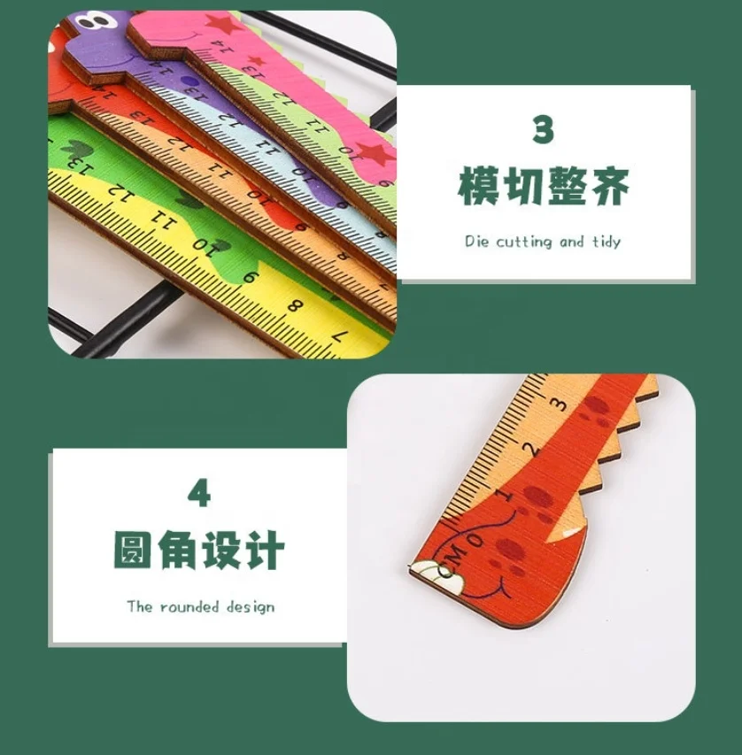 Оптовая продажа детская деревянная линейка в форме динозавра 14 см