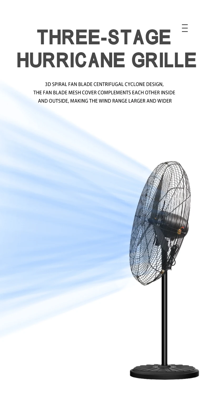 Industrial Electric Wall-mounted Fan, 220V, Plastic - detail 12