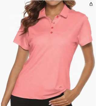 Custom Lightweight Moisture Wicking Short Sleeve Shirt Quick Dry 4-Button Women's Golf Polo T Shirts
