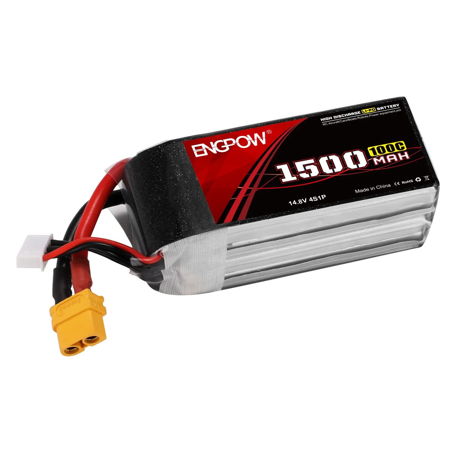 High Quality Large Capacity 14.8V 1500mAh 100C 4S1P LiPo Battery Packs for Rc Uav