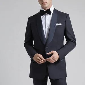 Latest Design Black Wool Fabric Men's Bespoke 3-Piece Groom Tuxedo Suit Single Breasted Breathable Plus Size Options Available