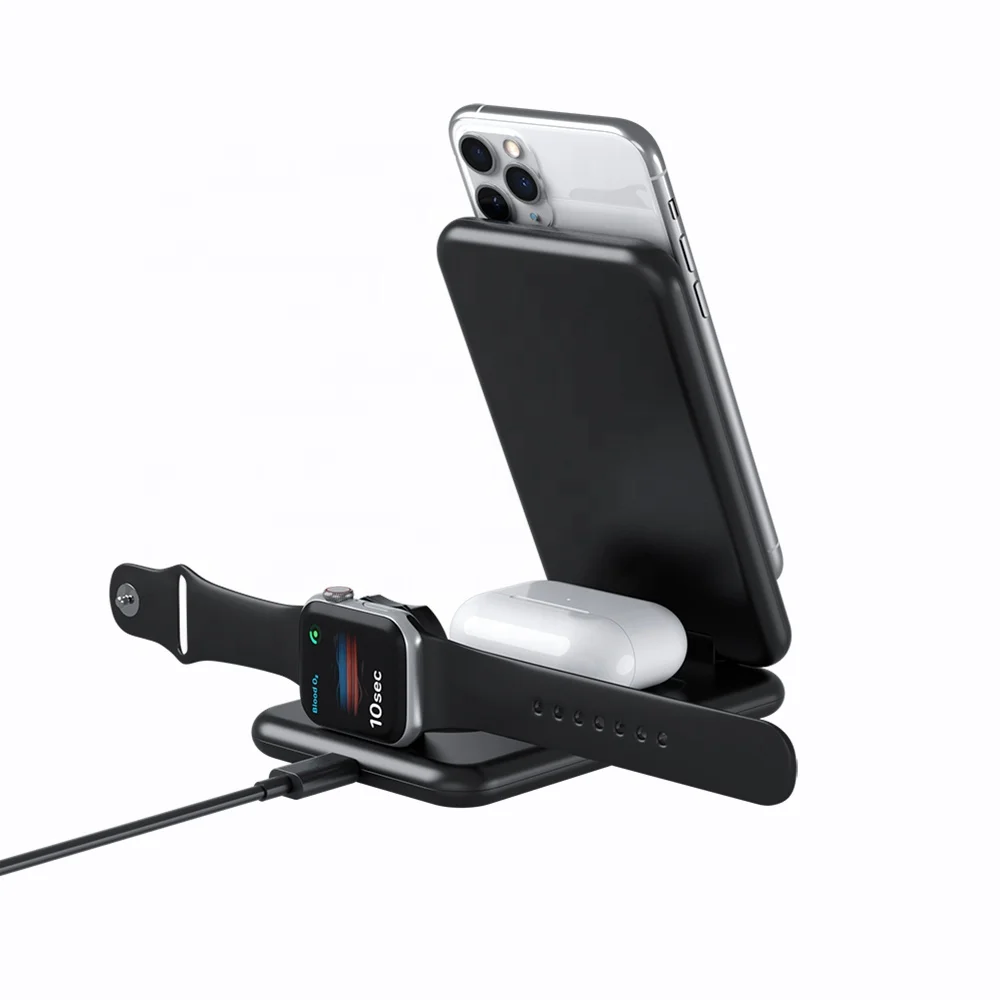 
Беспроводная зарядная станция 3 в 1, складная док-станция для быстрой зарядки для iPhone 12 Mini Max Pro, 15 Вт, сертификат Qi 