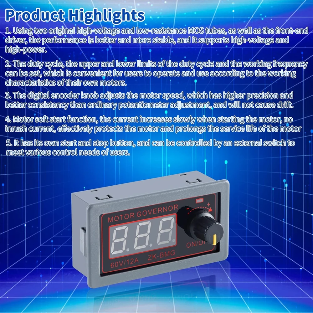 Speed Controllers Regulators, 9-60V, 12A, 500W, PWM - detail 4