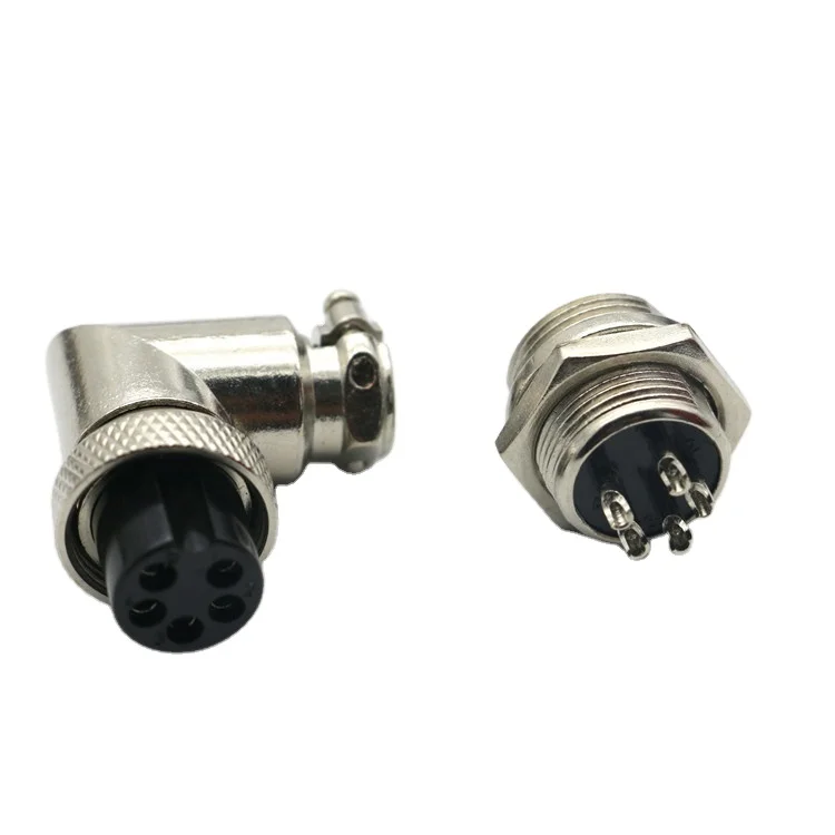 Conector De Aviación GX16 5 Pines Chapado En Oro – Macho Y Hembra, Tuerca De Bloqueo, Para Soldadura, 5A 400V