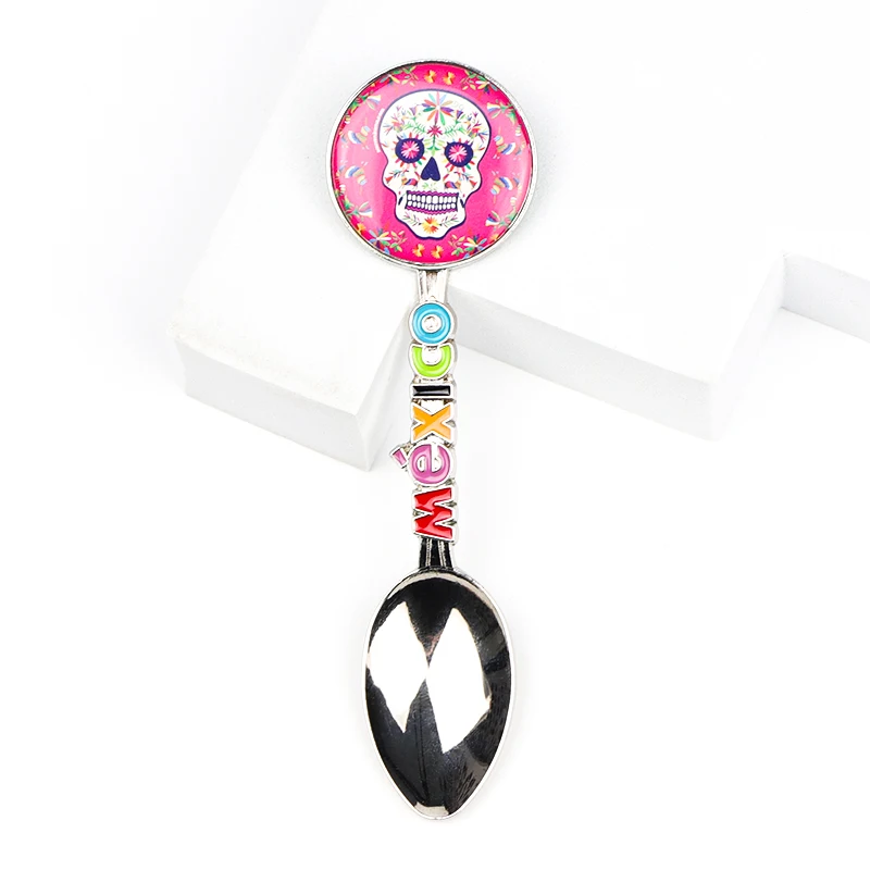 Custom Logo Epoxy Sticker Photo Frame Shaped Metal Souvenir Spoon