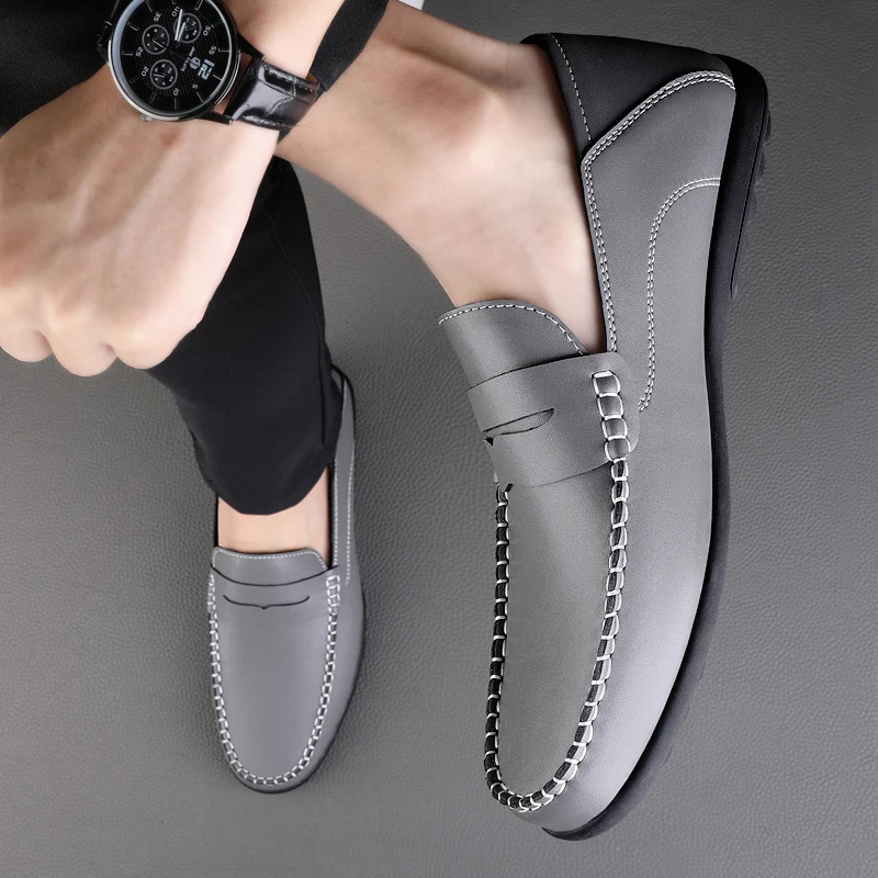 2023 new Men Slip-on Moccasin Driving Shoes casual black shoe Classic handmade top quality Italian leather driving shoes men