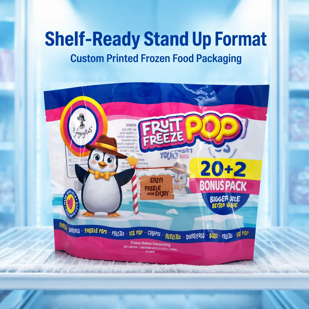 Custom Printed Plastic Stand up Pouch Doypack Bag for Freeze Ice Pop Popsicle Packaging