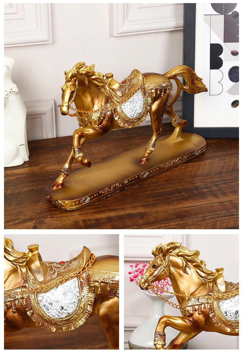 Living Room Decor Luxury Horse Sculpture Customized Poly Resin Animal