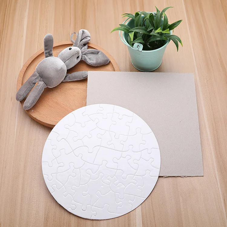 Hot Sale Custom Round Shape 20*20cm DIY Sublimation Blank Puzzle Jigsaw Puzzle For Promotion Gift cardio