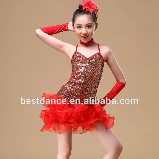 Childrens Latin Salsa Professional Dance Dress Girls Dancewear Costumes dress 