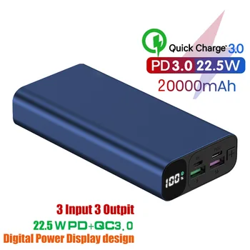 Portable powerbank quick charger 10000mah 20000mah mobile phone type c power bank with pd fast charging