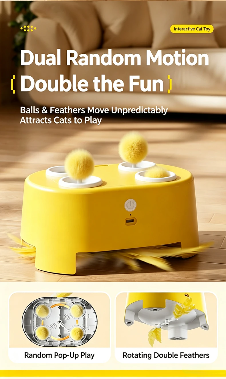 product 3 in 1 electric cat whack a mole toy automatic teaser wand hands free self play boredom relief interactive kitten entertainment-2