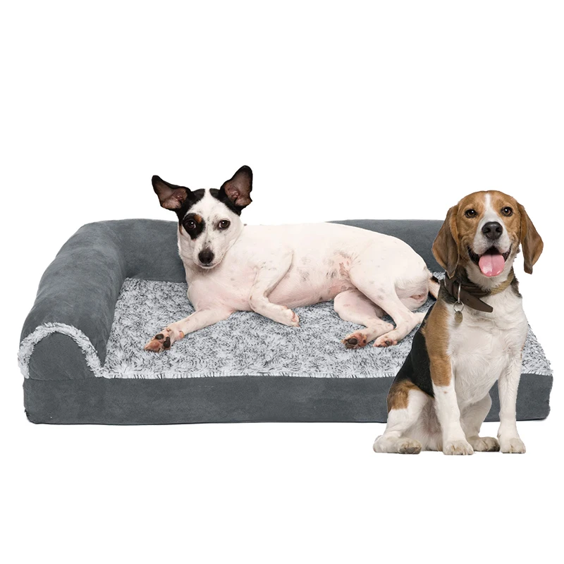 Custom made cama mascota rectangle soft cotton medium memory foam orthopedic cat pet couch dog sofa bed with removable cover