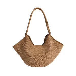 Manufacturer Custom Fashion Women Beach Handbags Design Straw Tote Bag Casual Large Capacity Ladies Shoulder Bags