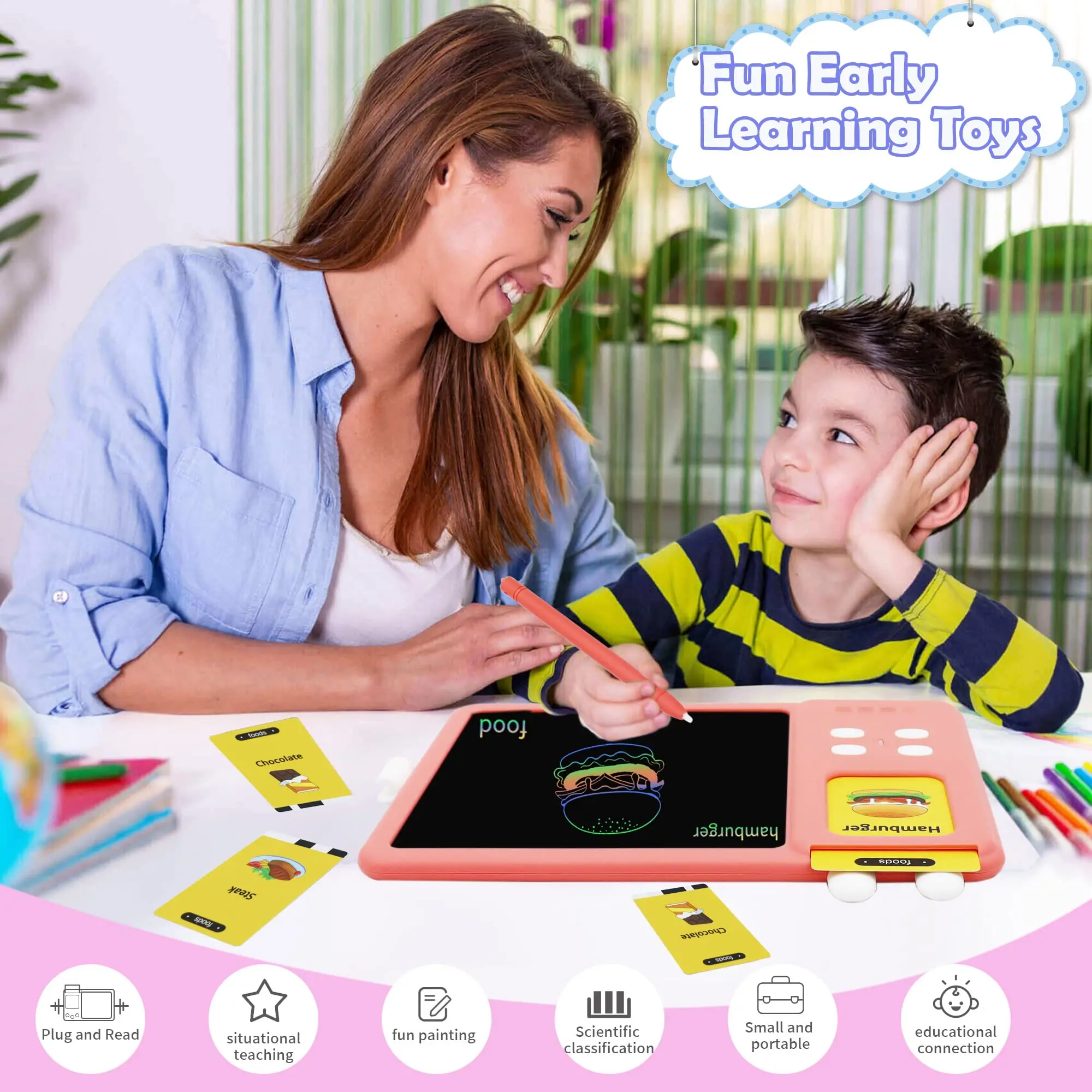 224 Words Talking Flash Cards - LCD Writing Tablet for Toddlers