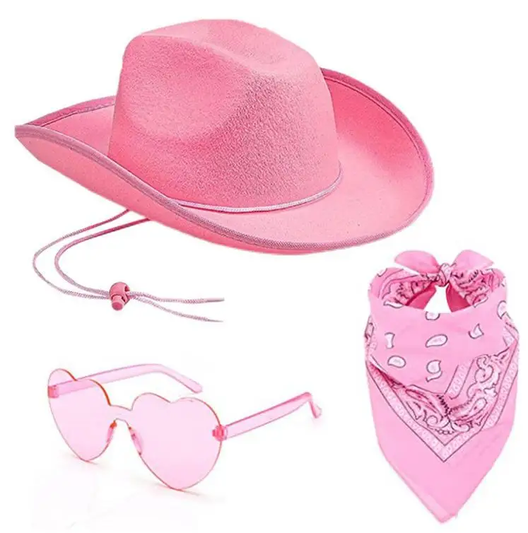 Disco Party Costume Cowboy Hat and Bandana Heart Sunglasses  display picture 2
