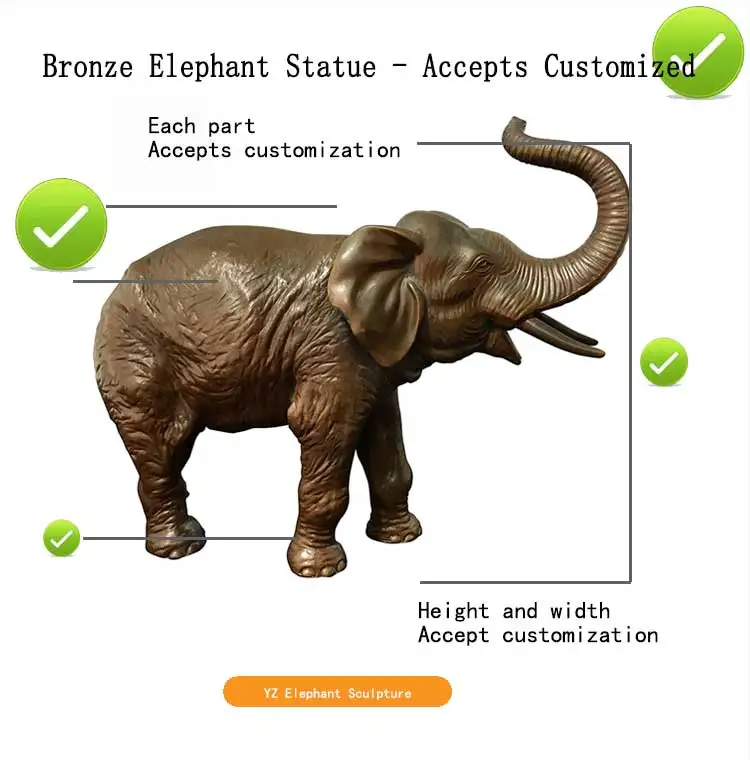 Outdoor Large Resin Elephant Statues Garden Life Size Resin Animal