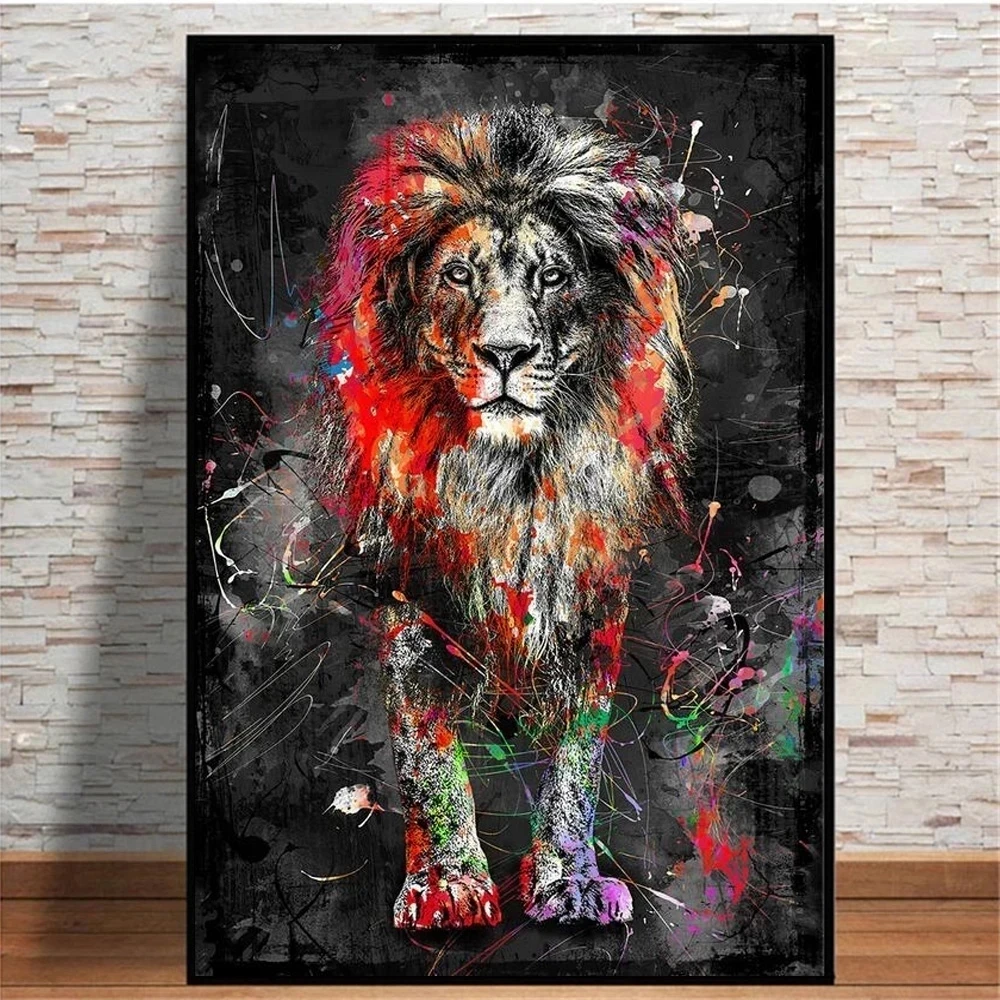 Graffiti Lion Tiger Poster Animal Wall Art Canvas Art Posters Prints ...