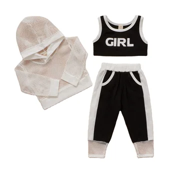 The new summer Wholesale cotton wear Plain kids jogging suit toddler girl clothes
