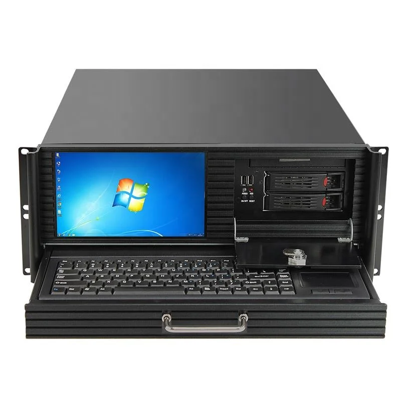 4U Rackmount Computer case with LCD , Touchscreen and Keyboard EKI-N452LTKB