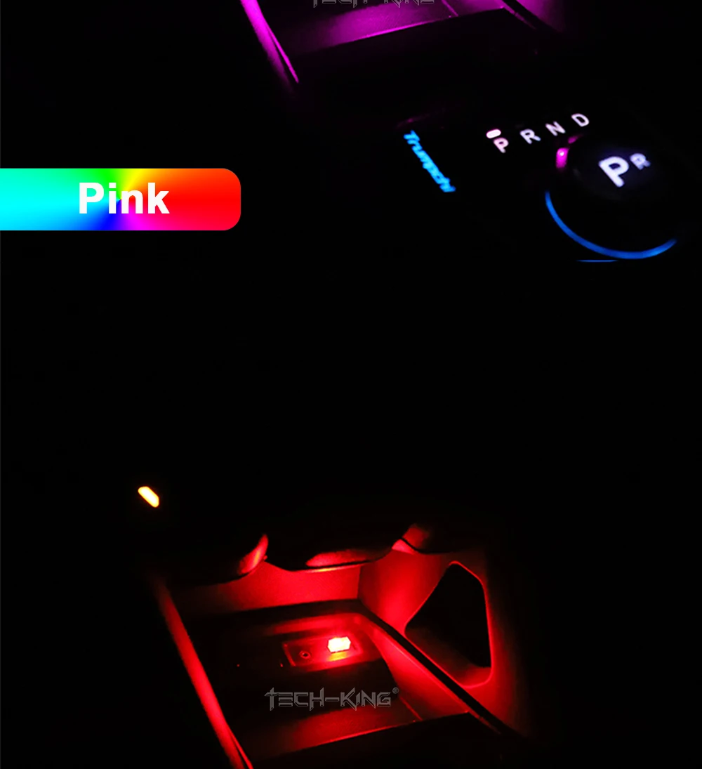 TECH-KING Car Interior Atmosphere Lamp Ambient Lighting Kit Night Led Decoration Mini Universal USB led Light Atmosphere Lamp