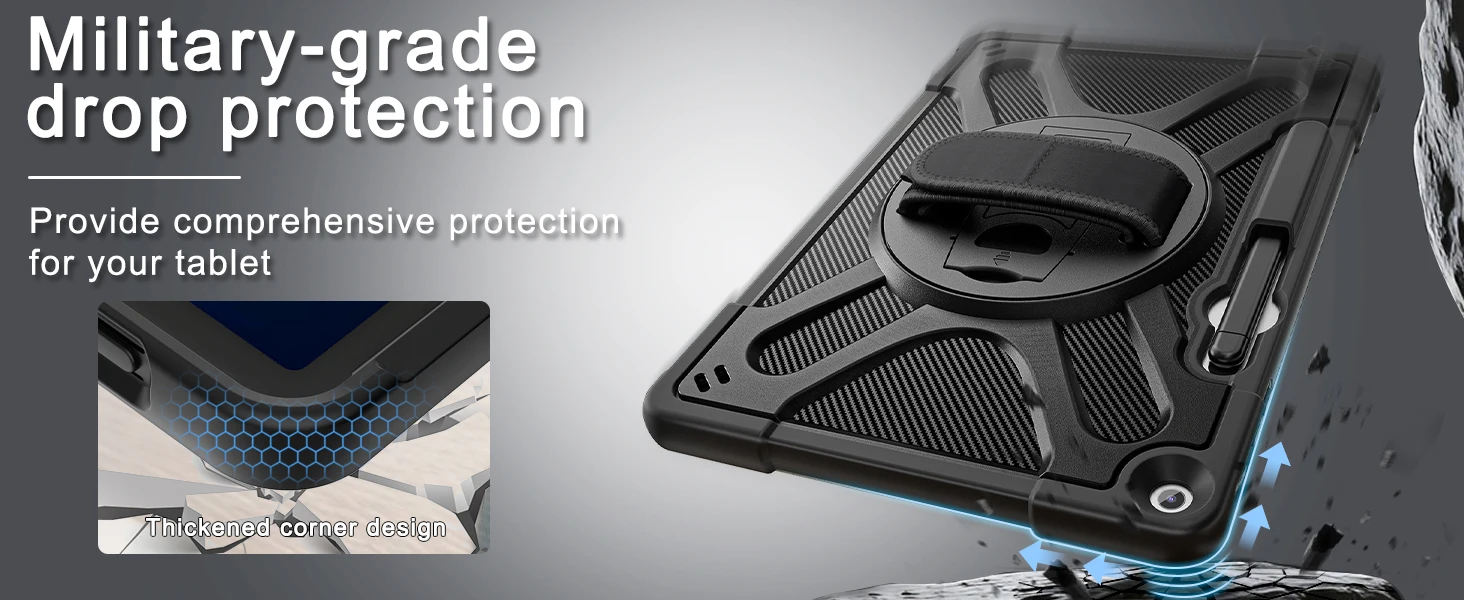 product case for microsoft surface pro 12 inch 2025 heavy rugged shockproof drop protection case with type cover keyboard black-5